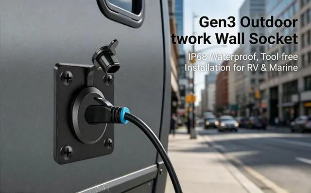 Alt view image 5 of 7 - Gen 3 Aluminum Pass Through Wall Socket , IP68 Waterproof Panel RJ45 Port | Multi-Vehicle: RV Camper Boat Trailer Off-Grid, Tool-Free Plug-and-Play Installation ,Hidden Cable Design,Low Signal Loss