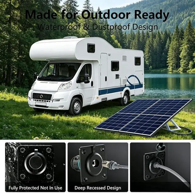 Alt view image 2 of 7 - Gen 3 Aluminum Pass Through Wall Socket , IP68 Waterproof Panel RJ45 Port | Multi-Vehicle: RV Camper Boat Trailer Off-Grid, Tool-Free Plug-and-Play Installation ,Hidden Cable Design,Low Signal Loss