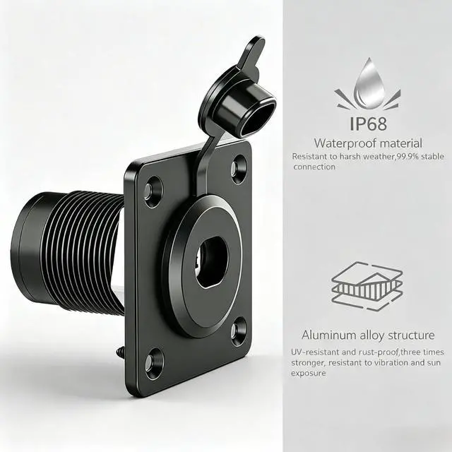 Alt view image 6 of 7 - Gen 3 Aluminum Pass Through Wall Socket , IP68 Waterproof Panel RJ45 Port | Multi-Vehicle: RV Camper Boat Trailer Off-Grid, Tool-Free Plug-and-Play Installation ,Hidden Cable Design,Low Signal Loss