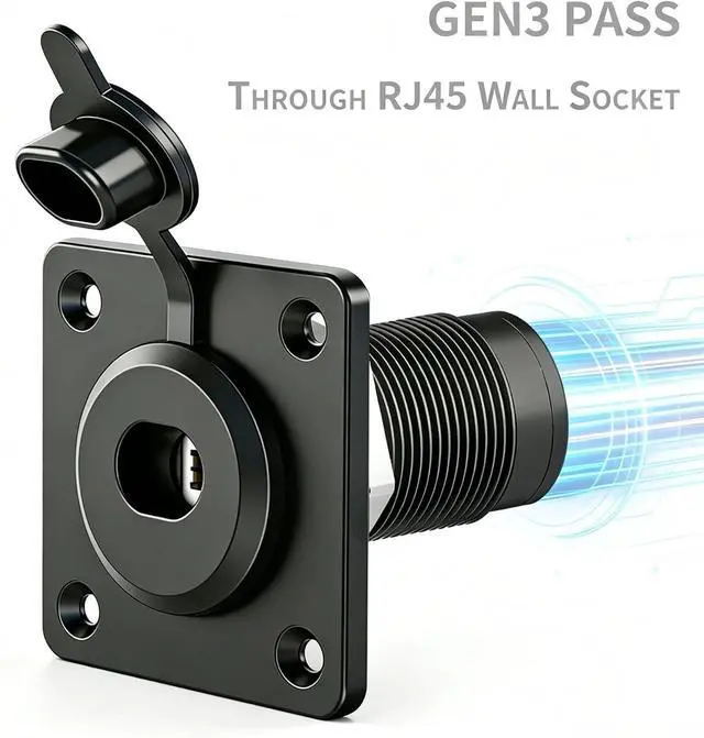 Alt view image 7 of 7 - Gen 3 Aluminum Pass Through Wall Socket , IP68 Waterproof Panel RJ45 Port | Multi-Vehicle: RV Camper Boat Trailer Off-Grid, Tool-Free Plug-and-Play Installation ,Hidden Cable Design,Low Signal Loss