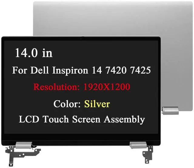 Main image of For Dell Inspiron 14 7420 2-in-1 P161G P161G001 LCD Touch Screen Assembly Silver