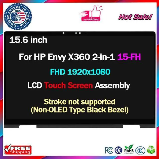 Main image of 15.6" for HP Envy x360 15-fh0097nr 15-fh0013dx LCD Touch Screen Assembly w/Bezel