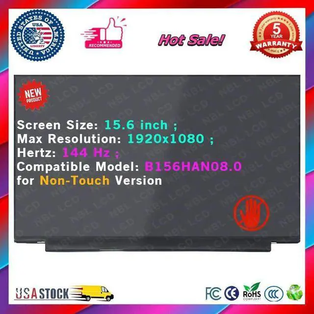 Main image of A+ 15.6" B156HAN08.0 LCD Non-Touch Screen Display Panel 144Hz 40Pins 1920x1080