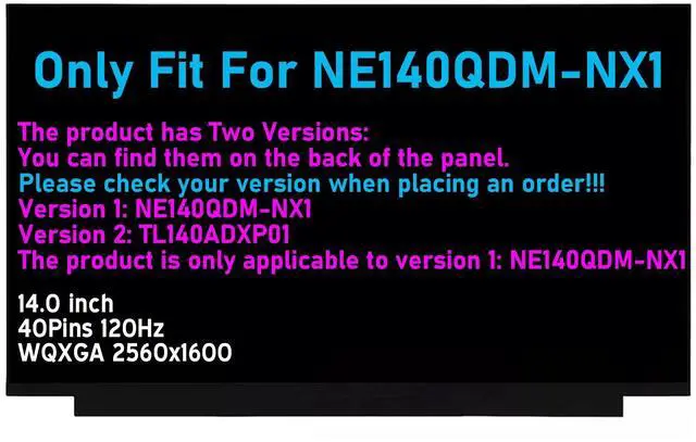 Main image of NE140QDM-NX1 NE140QDM NX1 LED LCD Screen Replacement 14.0" 2560x1600 40Pin 120Hz