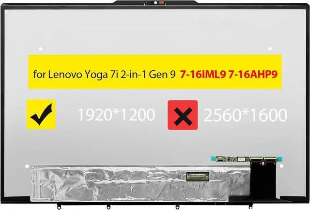 Main image of Screen Replacement for Lenovo Yoga 7i 2-in-1 Gen 9 7-16IML9 7-16AHP9 | 83DL 83DM 83DL0004US 5D10S40100,16.0 inches WUXGA 1920x1200,LCD Display Touch Digitizer Assembly Bezel