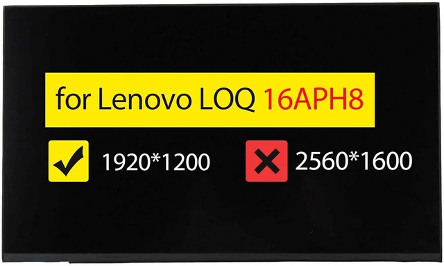 Main image of Screen Replacement N160JME-GTK Rev.C1 for Lenovo LOQ 16APH8 82XU FRU: 5D11J74772 5D11J74768 5D11J74773 N160JME-GTK REV.C2 16" FHD+ 1920*1200 144Hz LCD Display