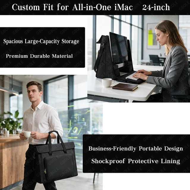 Alt view image 3 of 7 - 21/24 inch LCD Screen Computer Tote Bag for iMac All in One Desktop Monitor Computer Bag Travel Storage Carrying with Shoulder Strap