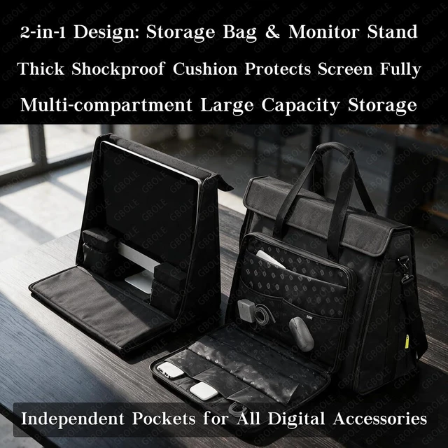 Alt view image 4 of 7 - 21/24 inch LCD Screen Computer Tote Bag for iMac All in One Desktop Monitor Computer Bag Travel Storage Carrying with Shoulder Strap