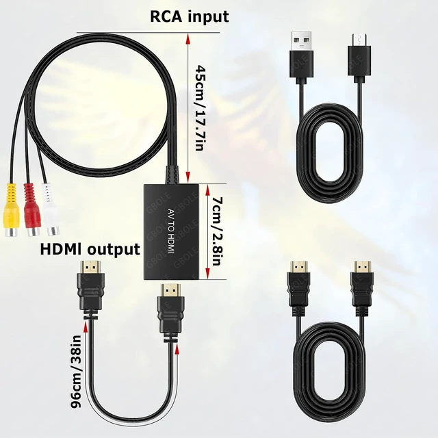Alt view image 6 of 6 - RCA to HDMI Adapter, 1080P AV Video Audio Converter with HDMI Cable for Xbox PS3 PS4 DVD VCR TV STB