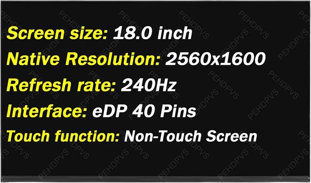 Main image of for Asus ROG Strix G814 G814JZ Non-Touch Screen Replacement Display Panel 18" Replacement for Asus ROG Strix G814 G814JZ LCD Non-Touch Screen Display Assembly 2560x1600 240HZ 40 Pin