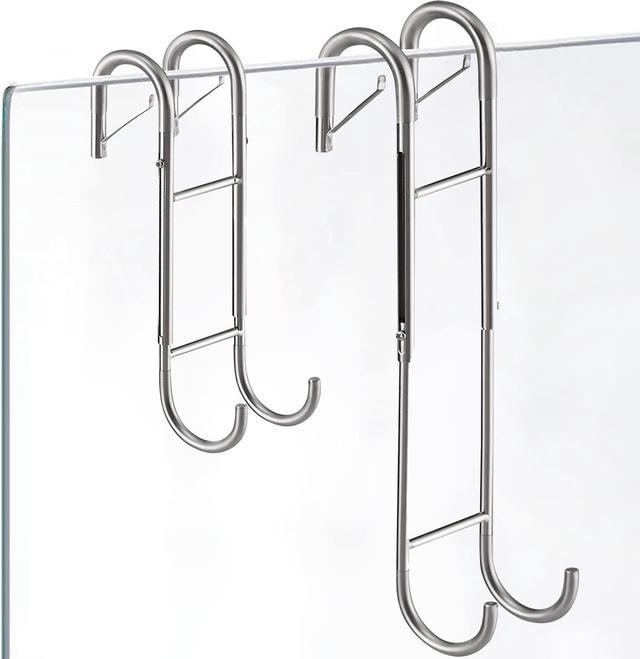 2 Pack Over Door Hooks for Bathroom Frameless Glass Shower Door