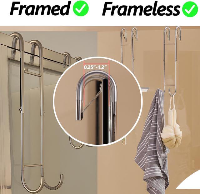 Pack Expandable Shower Door Hooks, Heavy Duty Stainless Steel Towel Hook No  Drilling Over Door Hook For Bathroom Frameless Glass Shower Door Hs