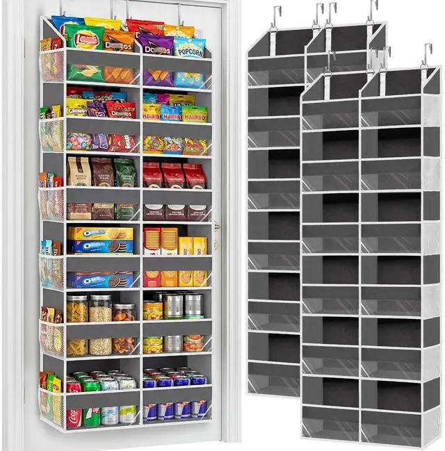 Main image of 2 Pack Over The Door Organizer 6 Tiers, Extra Large Behind Door Storage of 12 Compartments, 80 lbs Weight Capacity Hanging Storage Organizer with Clear Window Kids Toys,Shoes (6 Tiers - Grey)