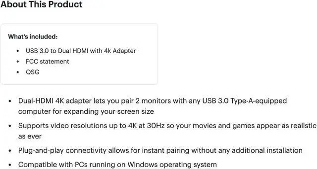 Alt view image 11 of 11 - Insignia - USB to Dual HDMI Adapter - Model: NS-PU32H4A