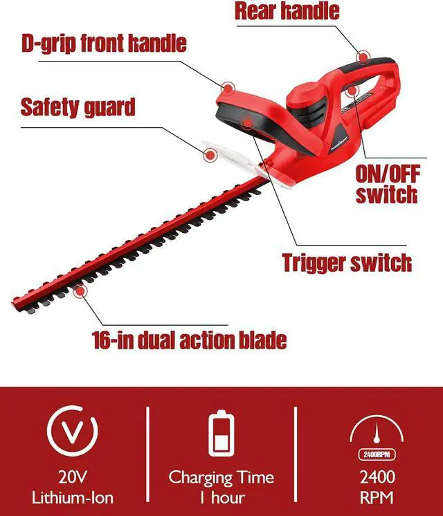 Alt view image 3 of 7 - Powersmart Hedge Trimmer PS76105A-HW