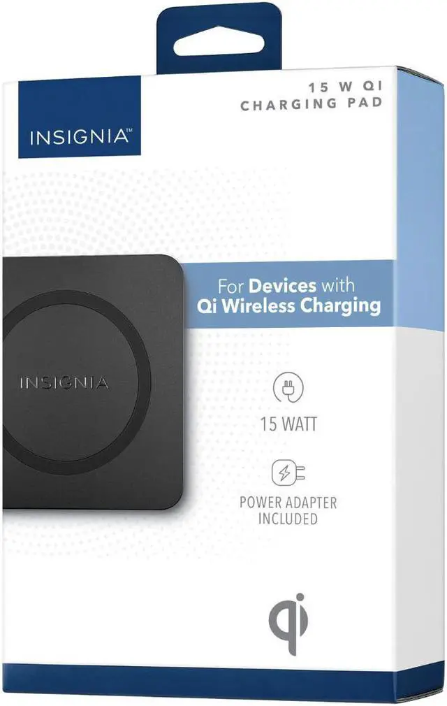 Alt view image 4 of 5 - Insignia 15W Qi Wireless Phone Charging Pad (NS-MQP15W22K-C) - Black