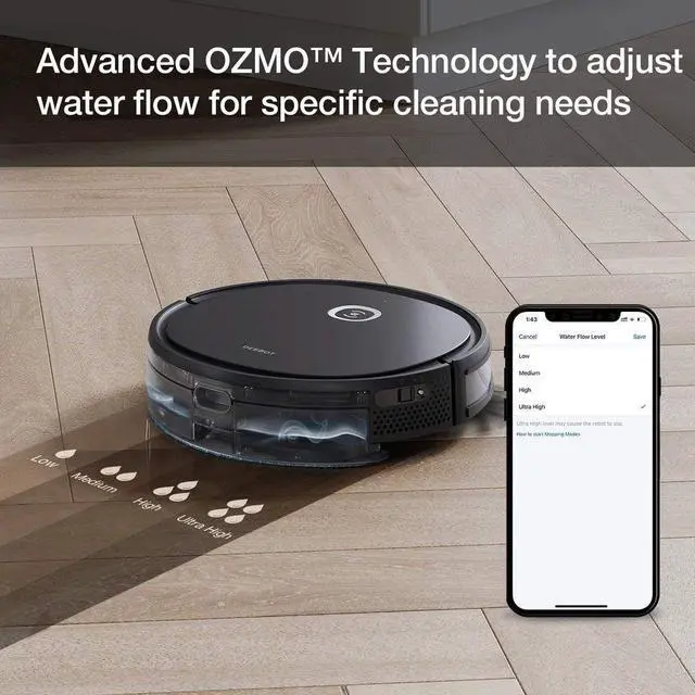Alt view image 5 of 12 - Ecovacs Deebot OZMO U2 Pro Robot Vacuum Cleaner