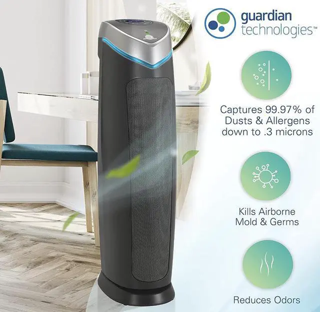 Alt view image 2 of 6 - Germ Guardian Air Purifier Removes Dust, Allergens, Pollen, Odors, Mold, 28 Inch