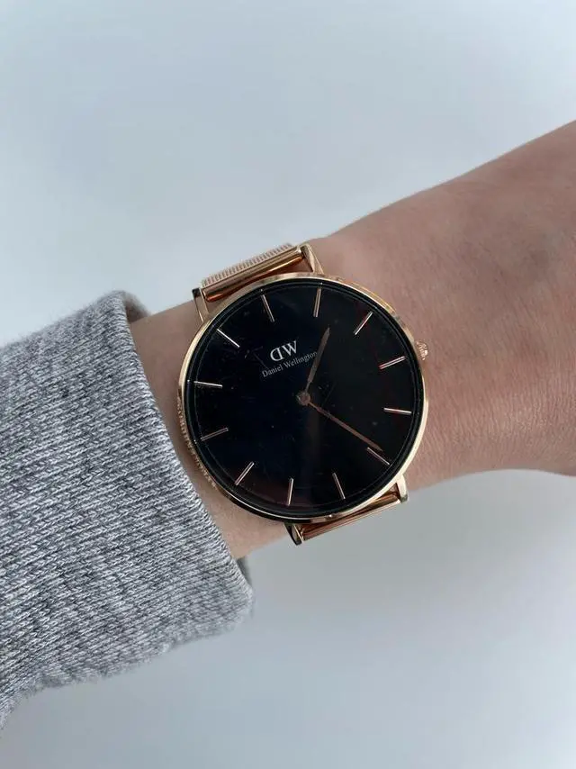 Alt view image 5 of 5 - Daniel Wellington Petite Melrose Black Watch with Rose Gold Strap