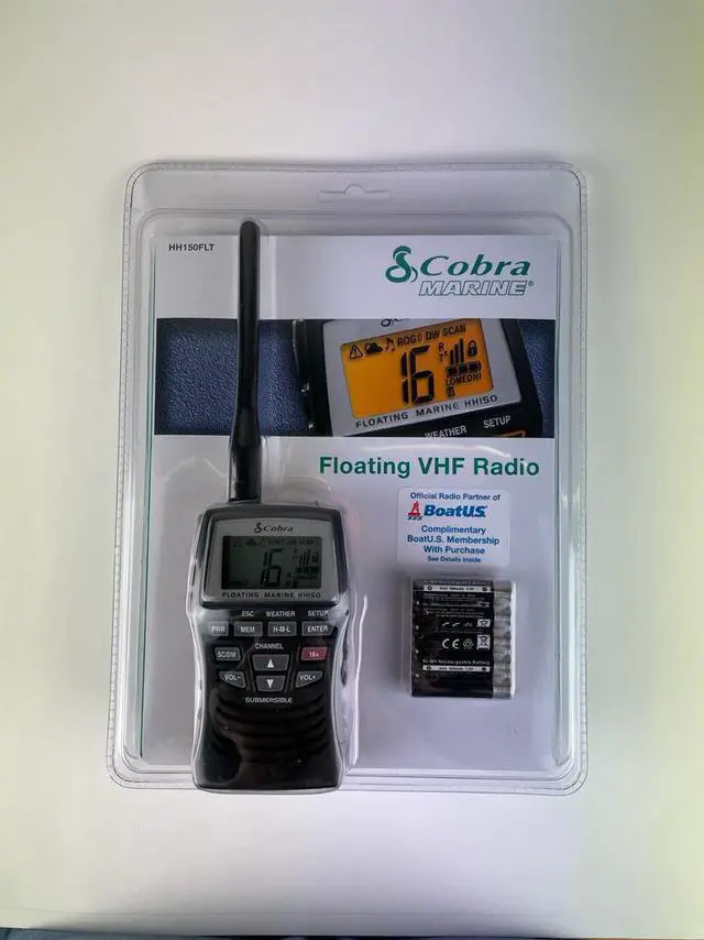 Alt view image 5 of 5 - Cobra Marine Radio - MR HH150 FLT - 3 Watt, Floating, Long Range, Handheld, VHF Radio, NOAA, International, Waterproof, Submersible, Weather Alerts, LCD Screen, Belt Clip