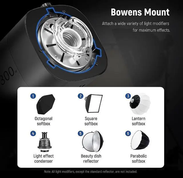 Alt view image 6 of 7 - NEEWER S101-300W Studio Monolight Strobe Flash 300W 5600K for Product Portrait Photography