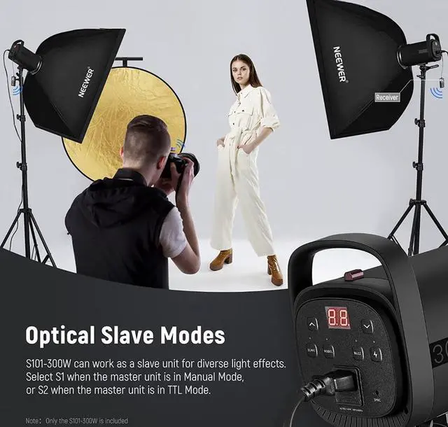 Alt view image 4 of 7 - NEEWER S101-300W Studio Monolight Strobe Flash 300W 5600K for Product Portrait Photography