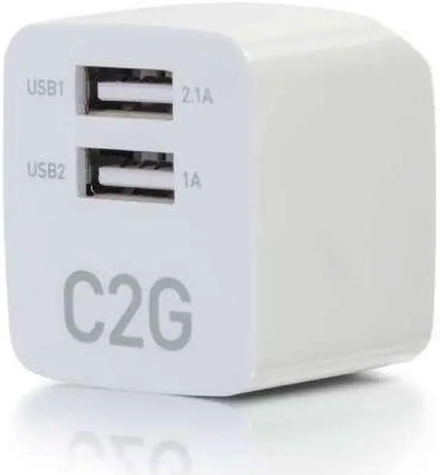 Alt view image 16 of 16 - C2G 22322 2-Port USB Foldable Wall Charger for Apple, Android and Tablets - Compatible with Samsung and iPhone - AC to USB Adapter, 5V 2.1A Output, White