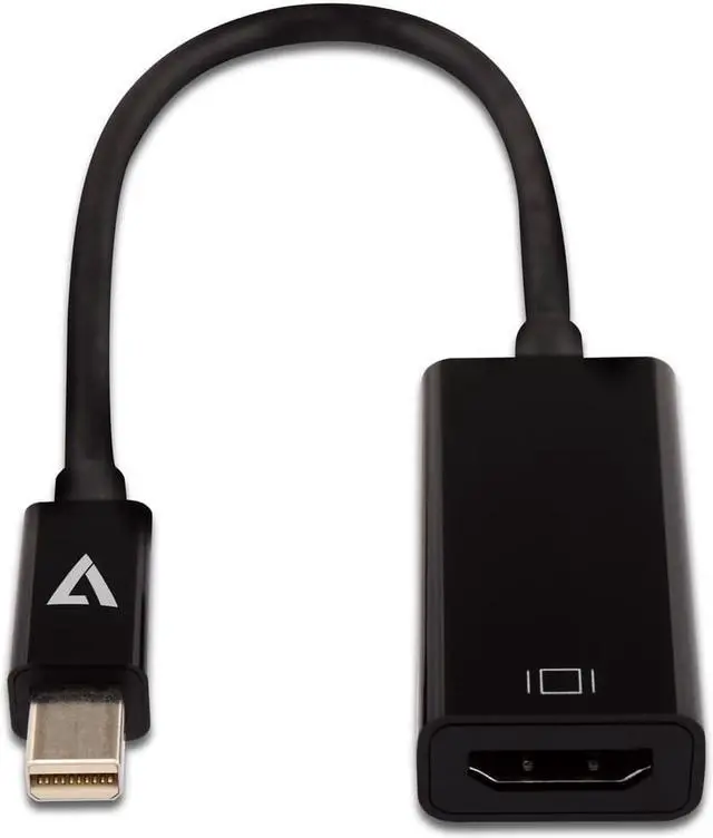 Alt view image 7 of 7 - V7 Mini DisplayPort to HDMI Adapter Black Slim CBLMH1BLKSL1E