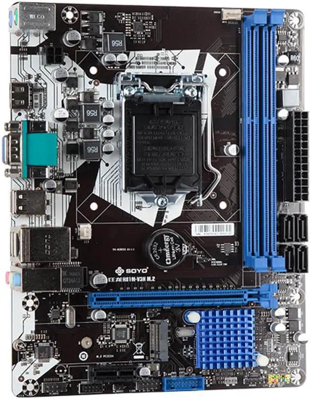 Alt view image 2 of 5 - SOYO H81M-V3H M.2 Motherboard Dual Channel DDR3 Memory VGA M.2 PCIEx4 SSD USB3.0 SATA LGA1155 Intel Original Motherboard