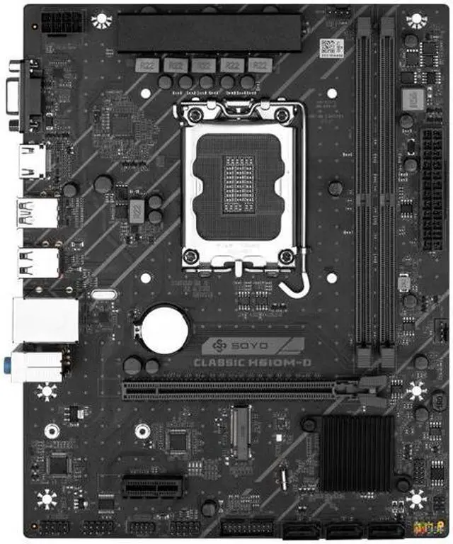 Alt view image 4 of 6 - SOYO Classic H610M Dual channel DDR4 Computer Motherboard PCIE4.0x16 M.2 SSD Support CPU 12400/12400F/12700(INTEL H610/LGA 1700)