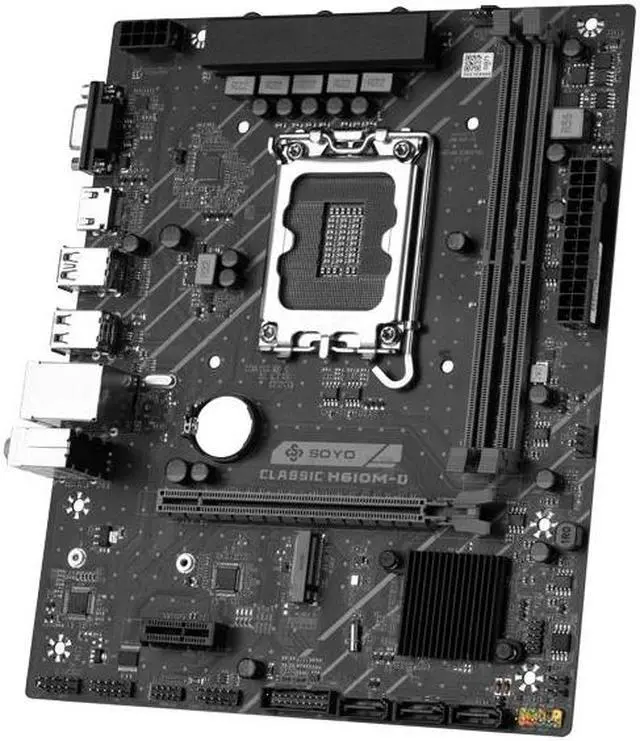 Alt view image 5 of 6 - SOYO Classic H610M Dual channel DDR4 Computer Motherboard PCIE4.0x16 M.2 SSD Support CPU 12400/12400F/12700(INTEL H610/LGA 1700)