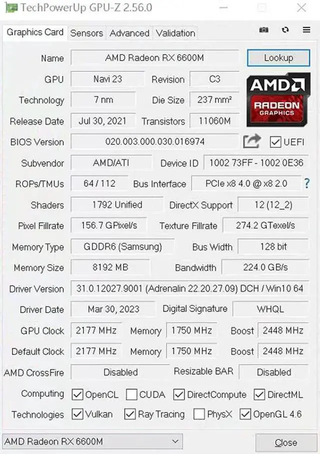 Alt view image 6 of 7 - SOYO Radeon RX 6600M 8GB Graphics Card GPU GDDR6 128-Bit 14 Gbps 7NM New Computer Video Card Support AMD Intel Desktop CPU