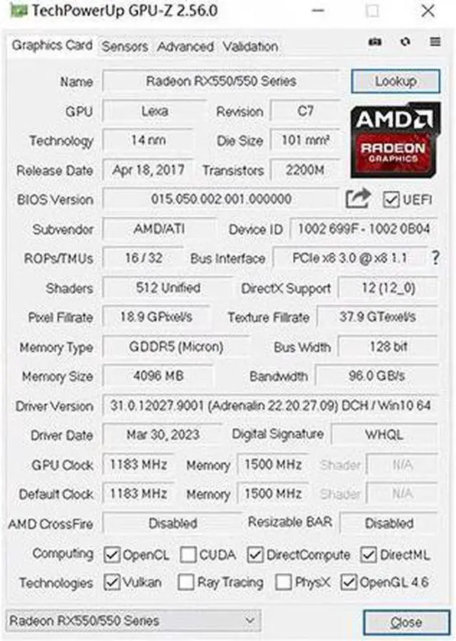 Alt view image 6 of 6 - SOYO Graphics Cards RX550 4G GDDR5 Memory Video Gaming Card 128bit PCIE3.0x16 GPU Desktop Computer components RX 550 4G