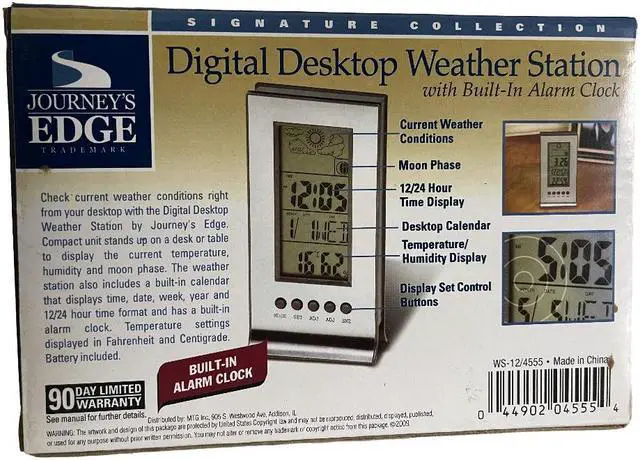 Alt view image 3 of 3 - Digital Desktop Weather Station Journeys Edge Built-in Alarm Clock NIB 13z