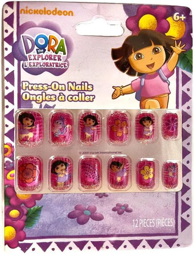 Main image of TWO 12pks Dora the Explorer Press-On Nails Artificial False Nails Set Girls 10z