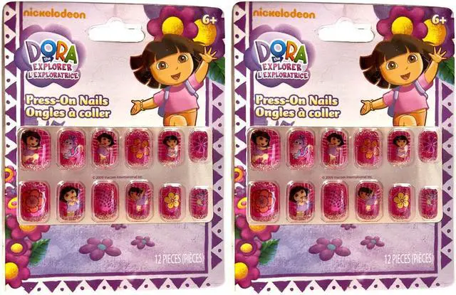 Alt view image 2 of 3 - TWO 12pks Dora the Explorer Press-On Nails Artificial False Nails Set Girls 10z