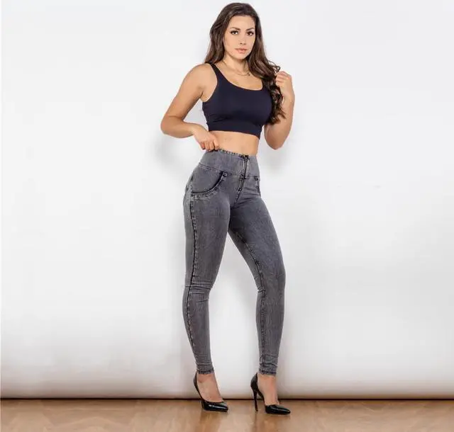 Alt view image 6 of 7 - Shascullfites high waist push up shaping jeans spandex sculpting butt lifting women jeans bum lift scrunch enhancing gym jeans