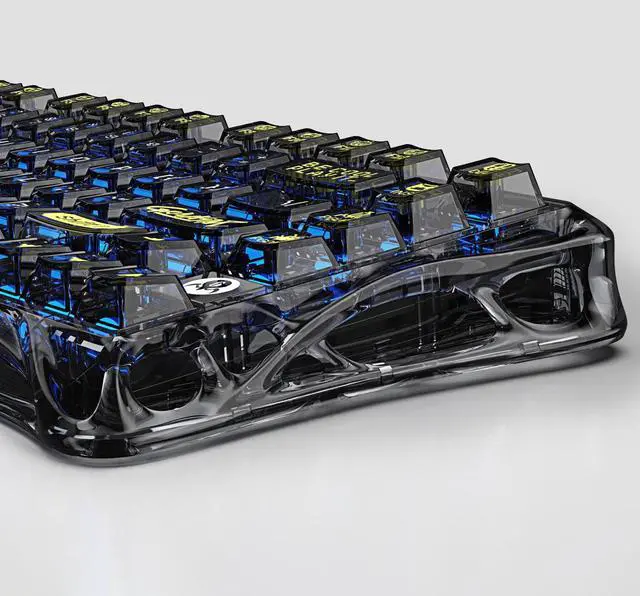 Alt view image 5 of 6 - GravaStar Mercury K1 Lite Mechanical Gaming Keyboard, 75% Gasket Hot Swappable Custom Keyboard, Pre-lubed Linear Switches Mechanical Keyboard, RGB Backlit Wireless Keyboard - Transparent Black