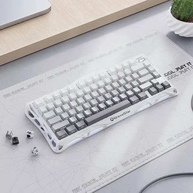Alt view image 6 of 7 - GravaStar Computer Peripheral Devices, Mercury,K1 75% Wireless Mechanical Gaming Keyboard, Aluminum Alloy Exoskeleton Design, Gasket Custom Keyboard Hot-Swap Socket, Linear Switches, RGB Backlit