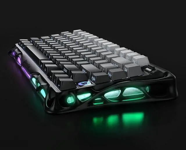 Alt view image 3 of 7 - GravaStar Mercury K1 75% Wireless Mechanical Gaming Keyboard, Aluminum Alloy Exoskeleton Design, Gasket Compact Custom Keyboard Hot-Swap Socket, Linear Switches, with RGB Backlit & Frame