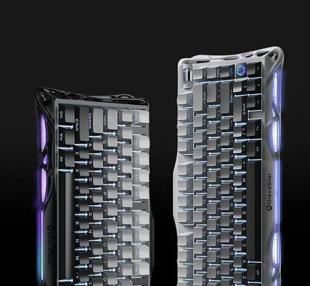 Alt view image 5 of 7 - GravaStar Mercury K1 75% Wireless Mechanical Gaming Keyboard, Aluminum Alloy Exoskeleton Design, Gasket Compact Custom Keyboard Hot-Swap Socket, Linear Switches, with RGB Backlit & Frame