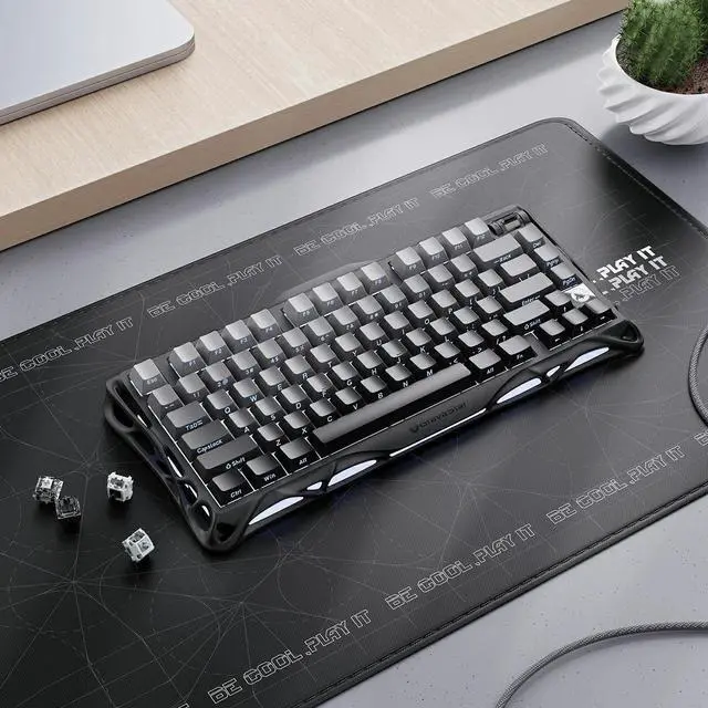 Alt view image 6 of 7 - GravaStar Mercury K1 75% Wireless Mechanical Gaming Keyboard, Aluminum Alloy Exoskeleton Design, Gasket Compact Custom Keyboard Hot-Swap Socket, Linear Switches, with RGB Backlit & Frame