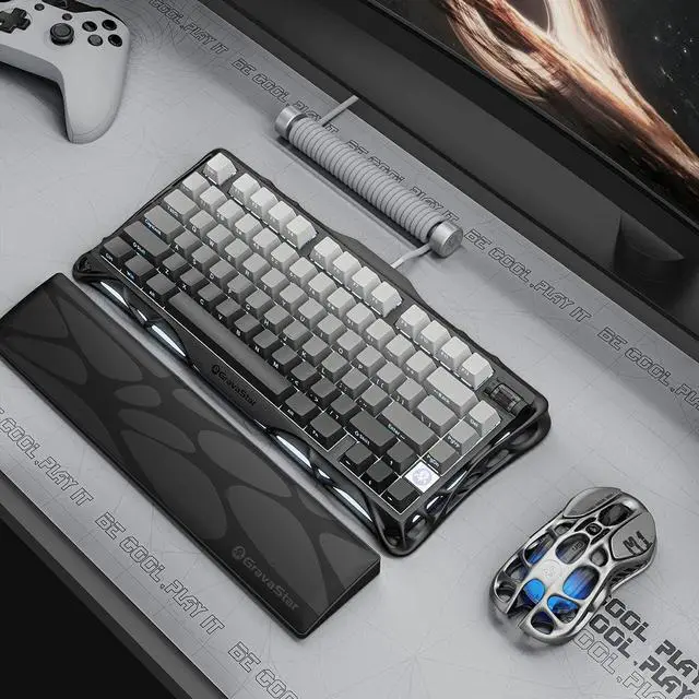 Alt view image 7 of 7 - GravaStar Mercury K1 75% Wireless Mechanical Gaming Keyboard, Aluminum Alloy Exoskeleton Design, Gasket Compact Custom Keyboard Hot-Swap Socket, Linear Switches, with RGB Backlit & Frame