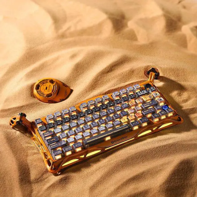 Alt view image 2 of 6 - GravaStar Mercury K1 Pro Wireless Gaming Keyboard, Handcrafted Battle-Worn Mechanical Keyboard, Aluminum Alloy, 75% Layout Custom Keyboard, Designed for Durability & Unique Aesthetic - Yellow