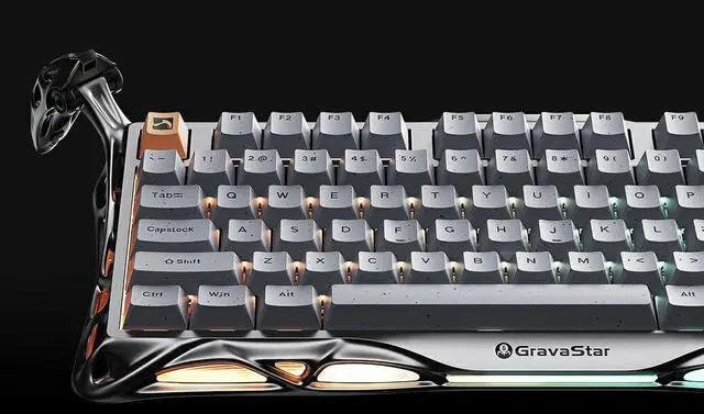 Alt view image 3 of 7 - GravaStar Mercury K1 Pro Wireless Gaming Keyboard: Minimalist Style with Cement Gray Textured Keycaps, Aluminum Alloy, 75 Mechanical Keyboard, 79 Keys + KNOB, Durable & Stylish for Home/Office Use