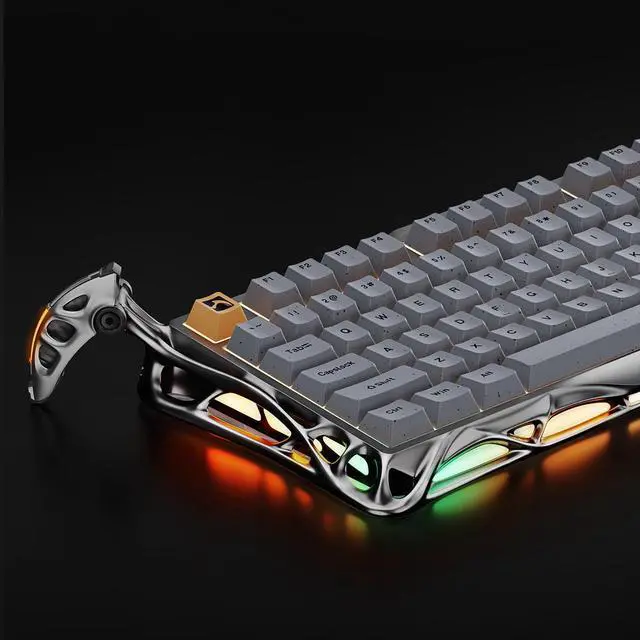 Alt view image 5 of 7 - GravaStar Mercury K1 Pro Wireless Gaming Keyboard: Minimalist Style with Cement Gray Textured Keycaps, Aluminum Alloy, 75 Mechanical Keyboard, 79 Keys + KNOB, Durable & Stylish for Home/Office Use