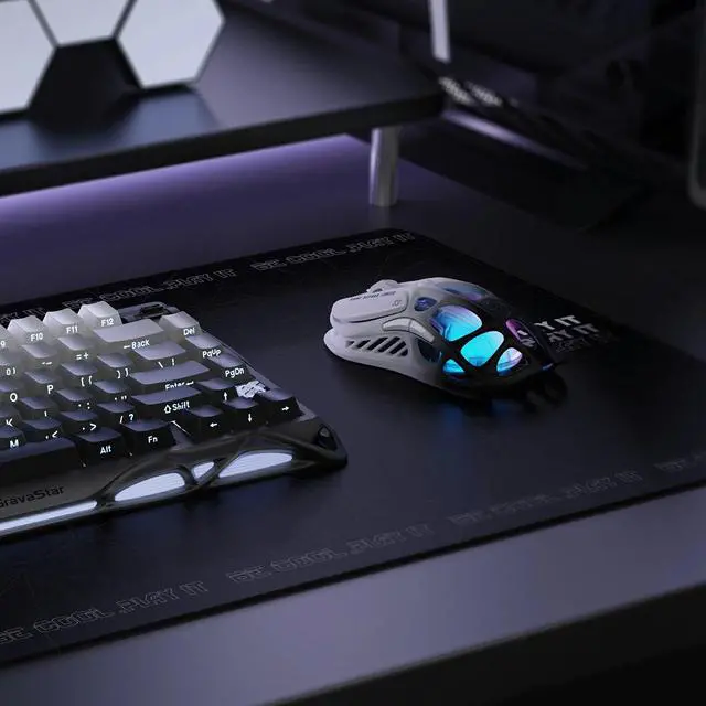 Alt view image 5 of 5 - GravaStar Mercury M1 Pro Wireless Gaming Mouse, Lightweight Magnesium Alloy, 26,000 DPI, PAW3395DM Sensor, 5 Programmable Buttons, Support Wired/2.4GHz/BT, Up to 200 Hours Battery Life-Gradient Black