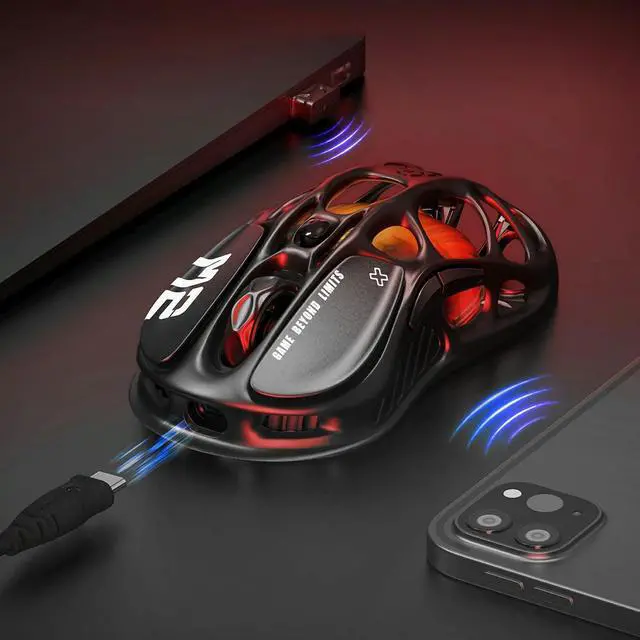 Alt view image 4 of 6 - GravaStar Mercury M2 Wireless Gaming Mouse with 26,000 DPI, PAW3395DM Sensor -79g Lightweight Hollowed-Out Design -5 Programmable Buttons -5 Dynamic Lightsync RGB - Stealth Black