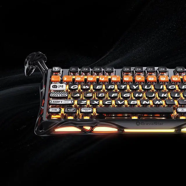 Alt view image 5 of 7 - GravaStar Mercury K1 Pro Wireless Mechanical Gaming Keyboard, 75% Layout RGB Custom Keyboard, Aluminum Alloy Matte Black Frame with Phoenix-Inspired Keycaps, Hot-Swappable Linear Switches CyberFlare