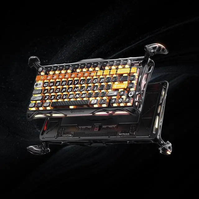 Alt view image 6 of 7 - GravaStar Mercury K1 Pro Wireless Mechanical Gaming Keyboard, 75% Layout RGB Custom Keyboard, Aluminum Alloy Matte Black Frame with Phoenix-Inspired Keycaps, Hot-Swappable Linear Switches CyberFlare